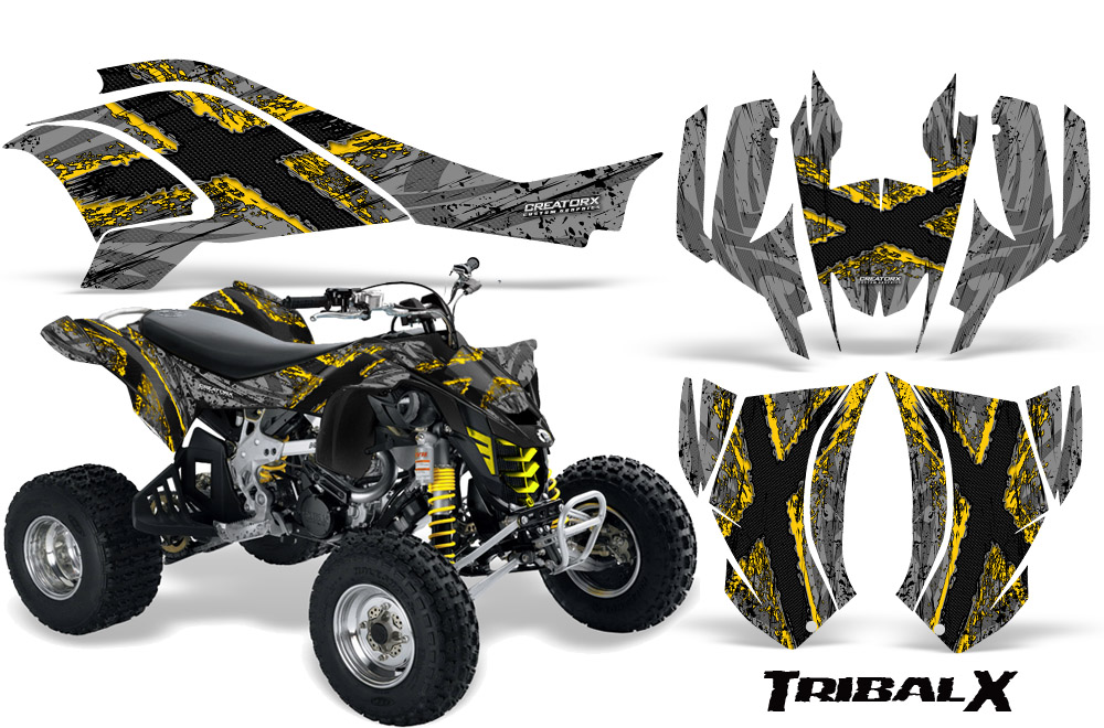 Can-Am DS450 Graphics Kit TribalX Yellow Silver